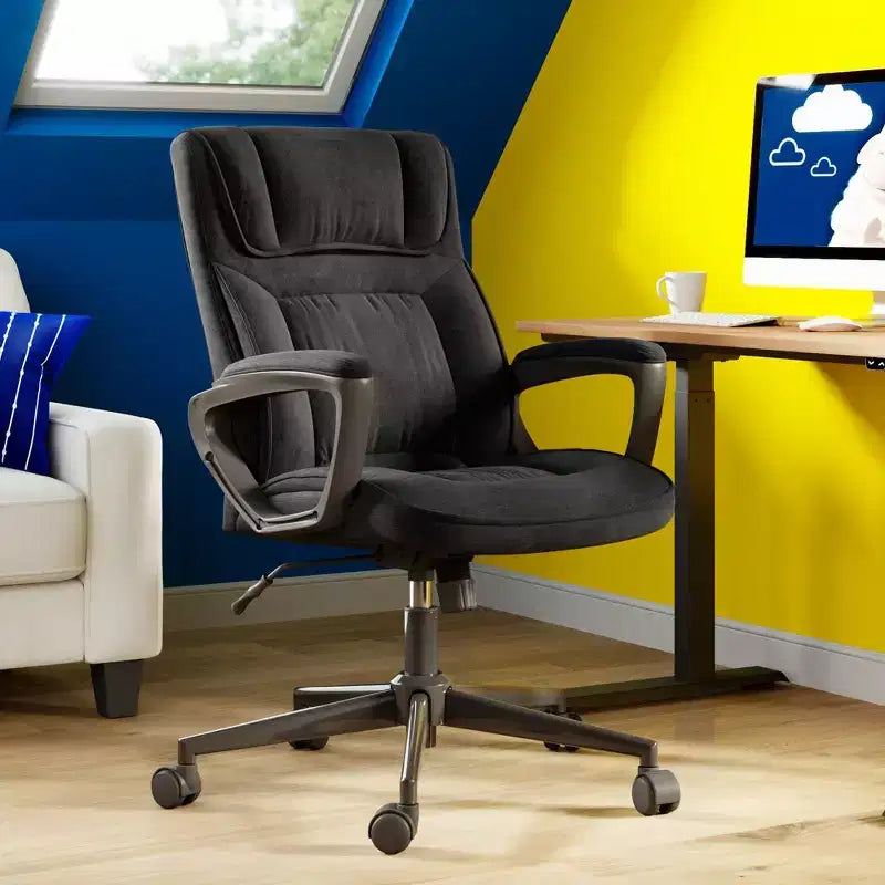 Chaise de bureau ergonomique | Hauteur réglable, coussin en microfibre, roulettes à 360°