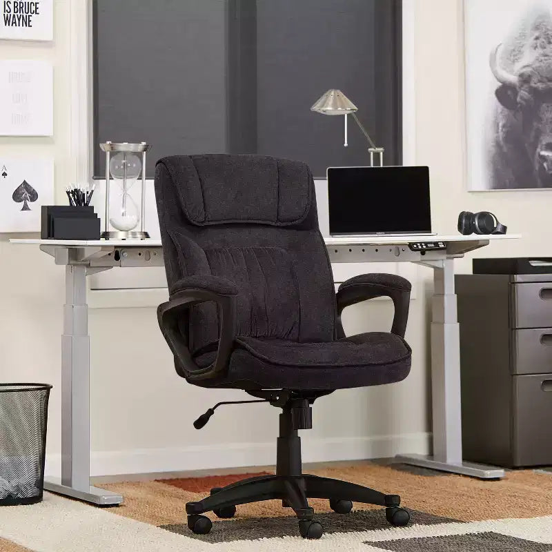 Chaise de bureau ergonomique | Hauteur réglable, coussin en microfibre, roulettes à 360°