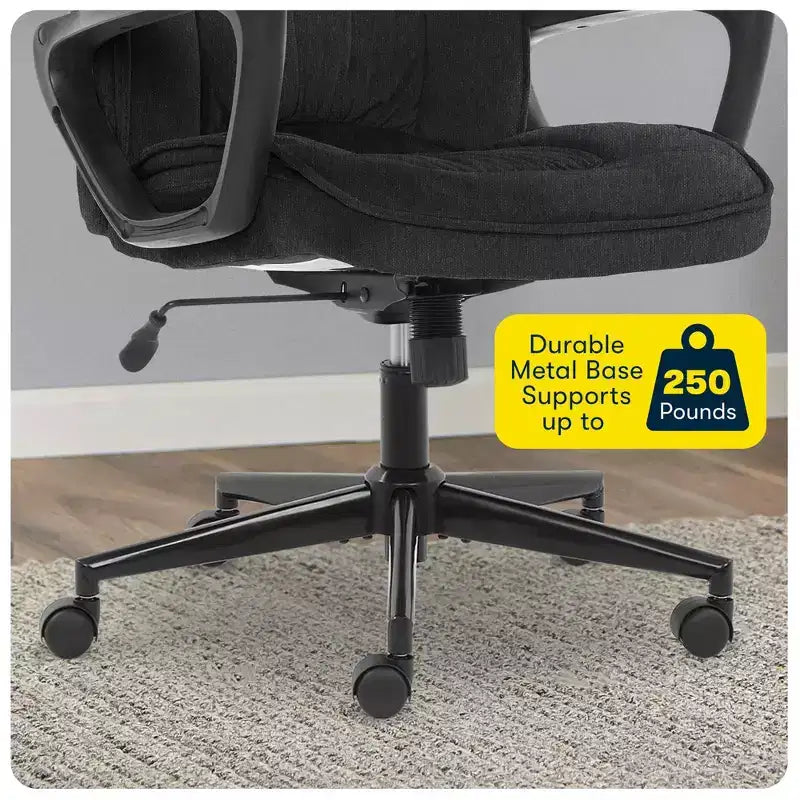 Chaise de bureau ergonomique | Hauteur réglable, coussin en microfibre, roulettes à 360°