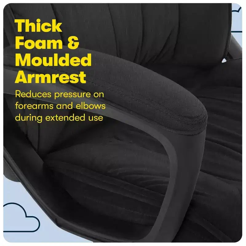 Chaise de bureau ergonomique | Hauteur réglable, coussin en microfibre, roulettes à 360°
