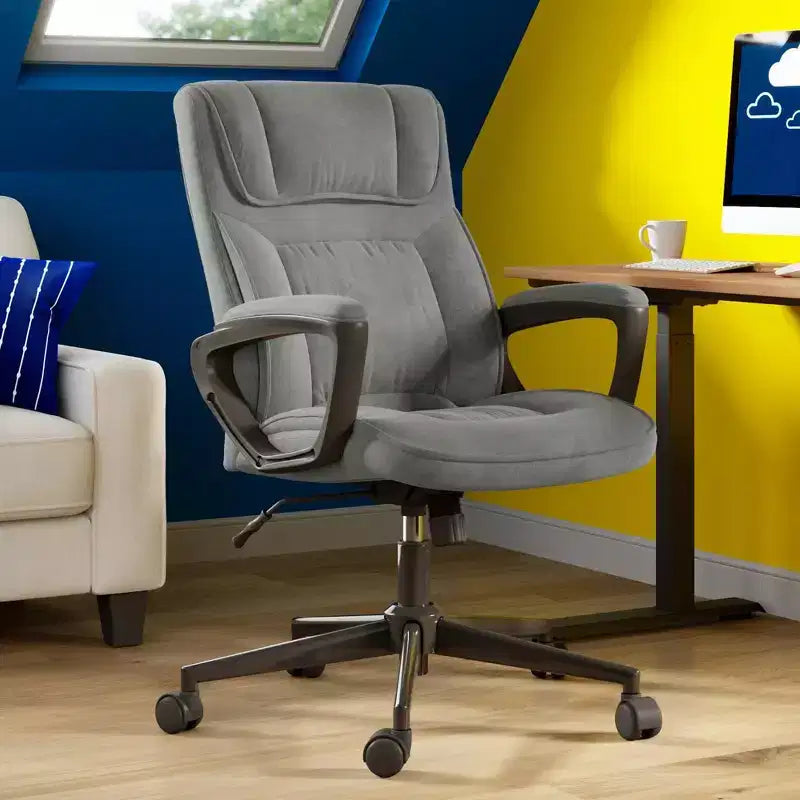 Chaise de bureau ergonomique | Hauteur réglable, coussin en microfibre, roulettes à 360°