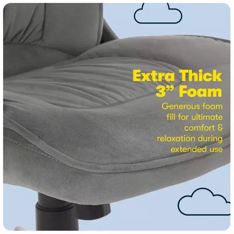 Chaise de bureau ergonomique | Hauteur réglable, coussin en microfibre, roulettes à 360°
