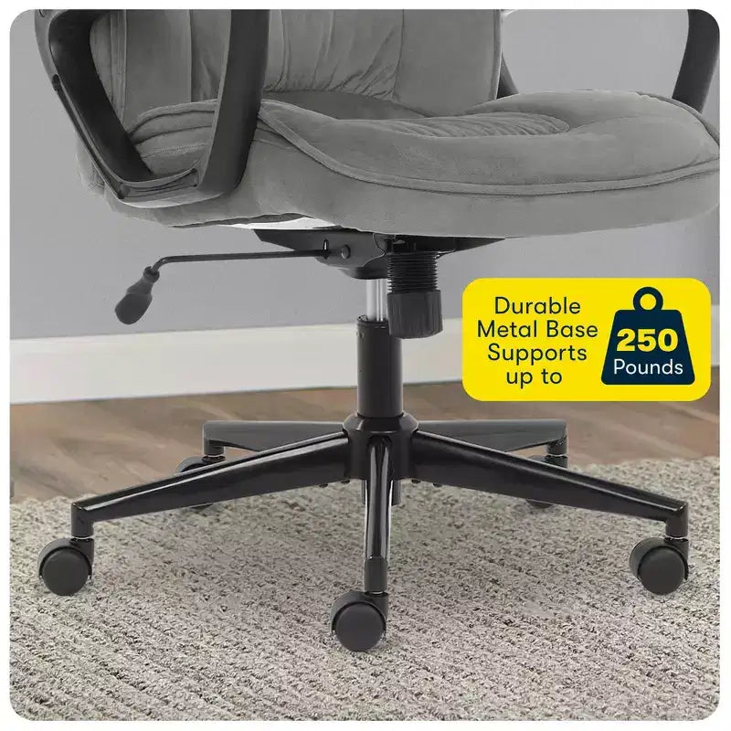 Chaise de bureau ergonomique | Hauteur réglable, coussin en microfibre, roulettes à 360°
