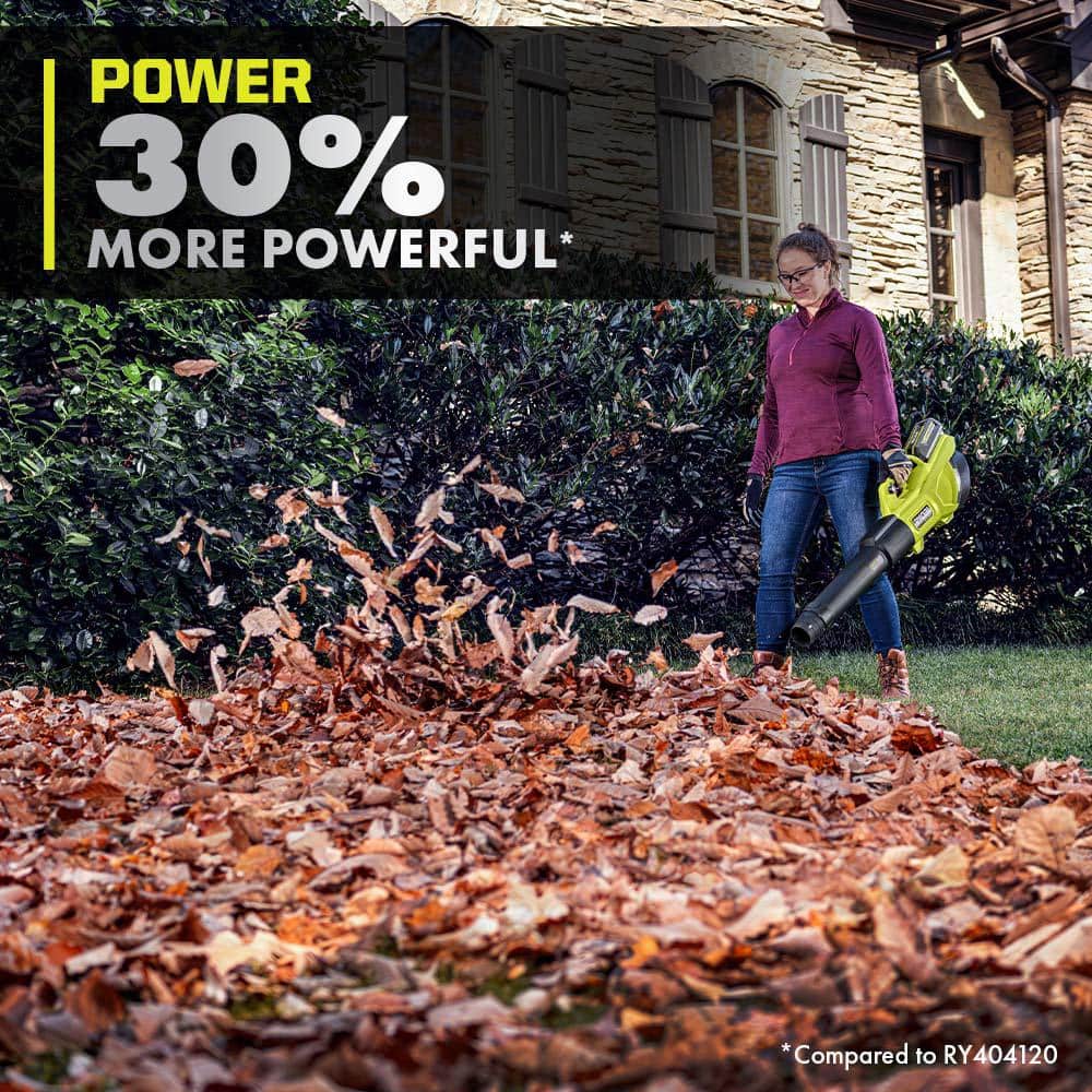 40V HP Brushless Whisper Series 155 MPH 600 CFM Cordless Battery Leaf Blower with 4.0 Ah Battery and Charger RY404130