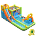 Costway Inflatable Water Slide Park Bounce House Splash Pool with 750W Blower