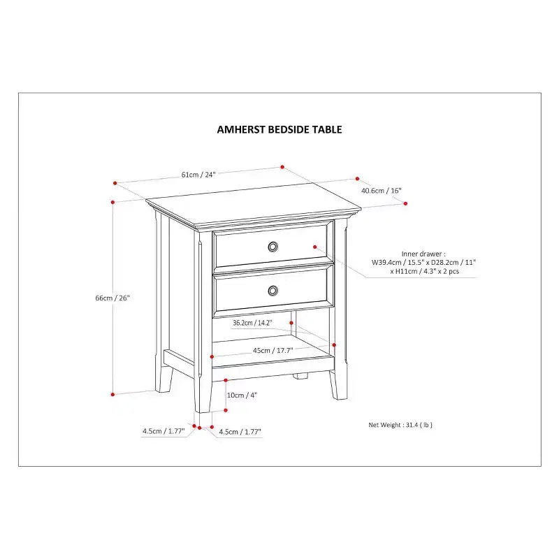 Table de chevet en bois massif