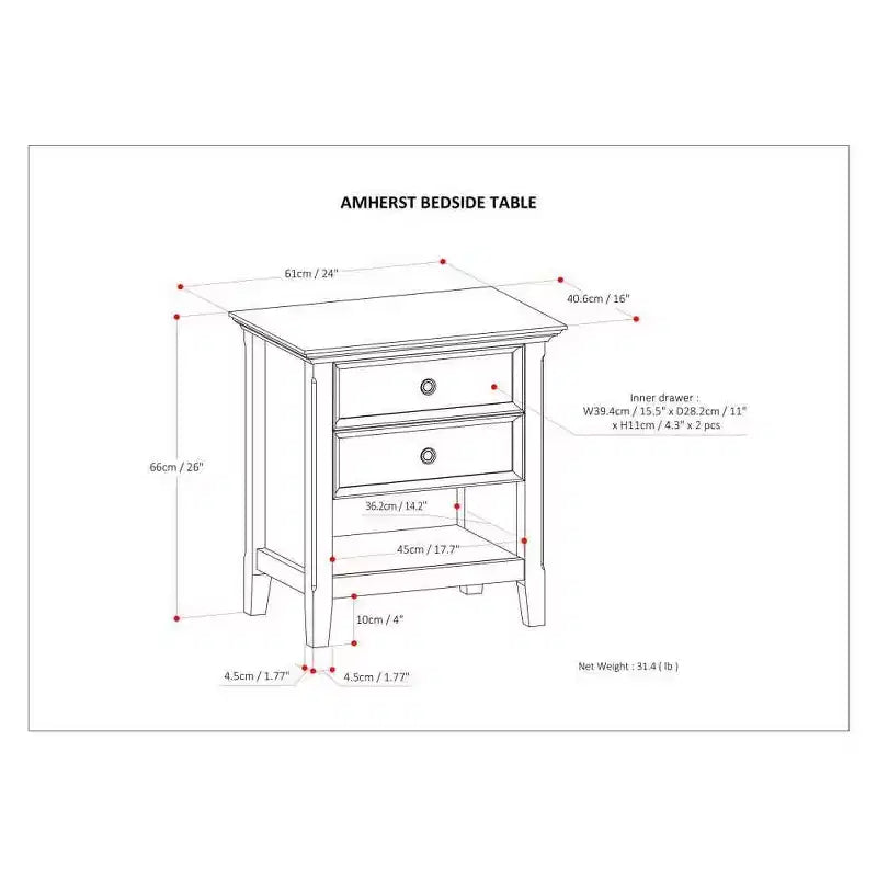 Table de chevet en bois massif