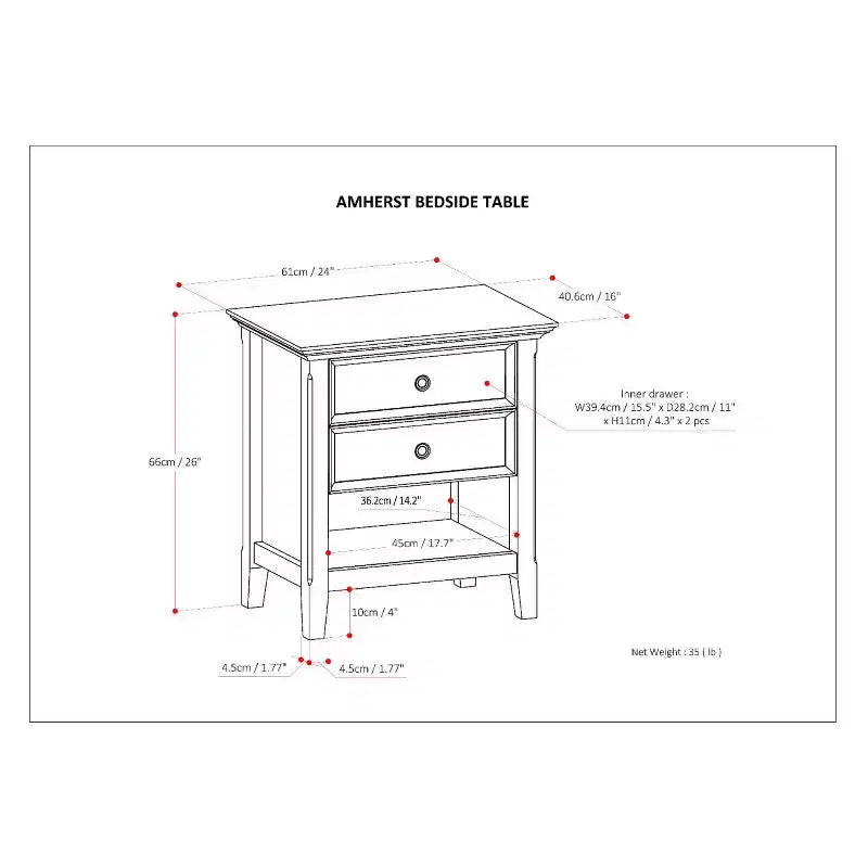 Table de chevet en bois massif