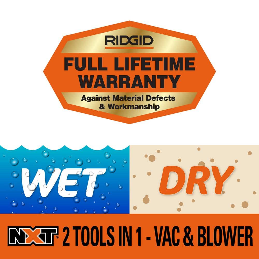 16 Gallon 6.5 Peak HP NXT Wet/Dry Shop Vacuum with Detachable Blower, Filter, Locking Hose and Accessories HD1600