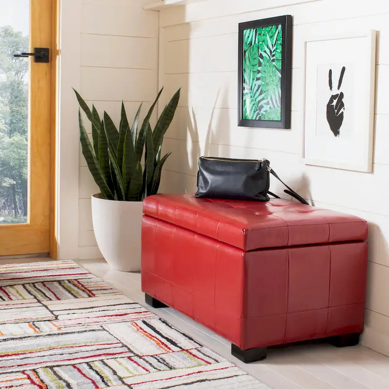 SAFAVIEH Lissa Red Manhattan Storage Bench - 30 x 18 x 17 - 30Wx18Dx17H