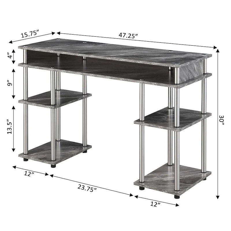 Convenience Concepts Designs2Go No Tools Student Desk with Shelves