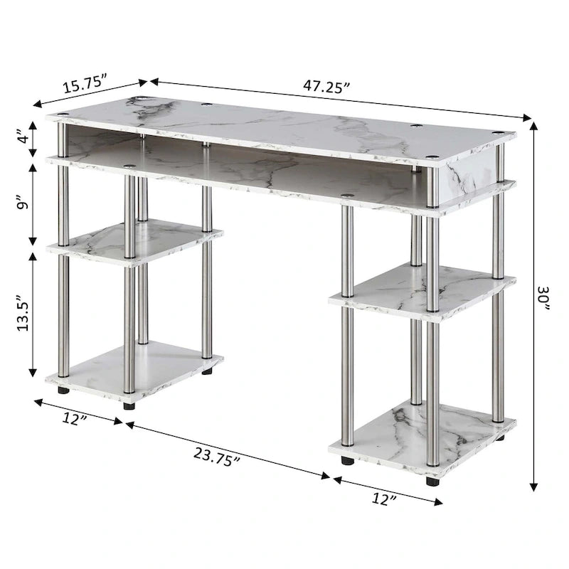 Convenience Concepts Designs2Go No Tools Student Desk with Shelves