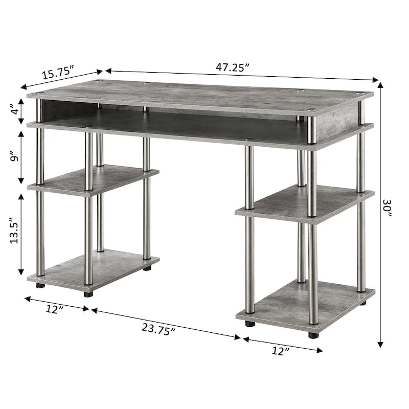 Convenience Concepts Designs2Go No Tools Student Desk with Shelves