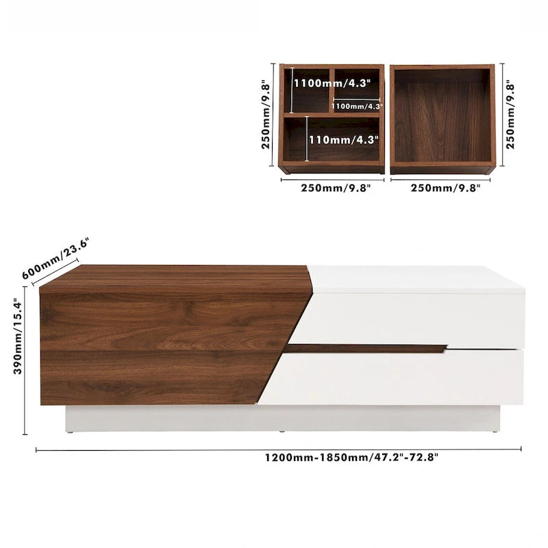 Merax Modern Extendable Sliding Top Coffee Table