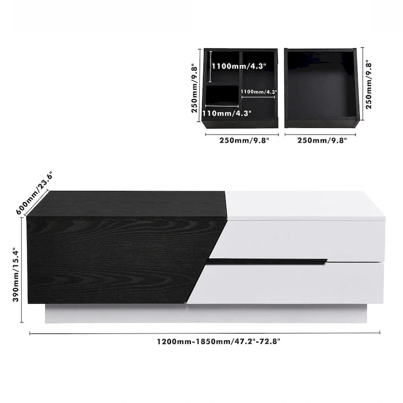 Merax Modern Extendable Sliding Top Coffee Table