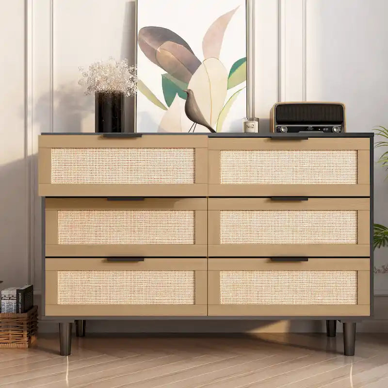 6 drawers Rattan dresser Rattan Drawer,