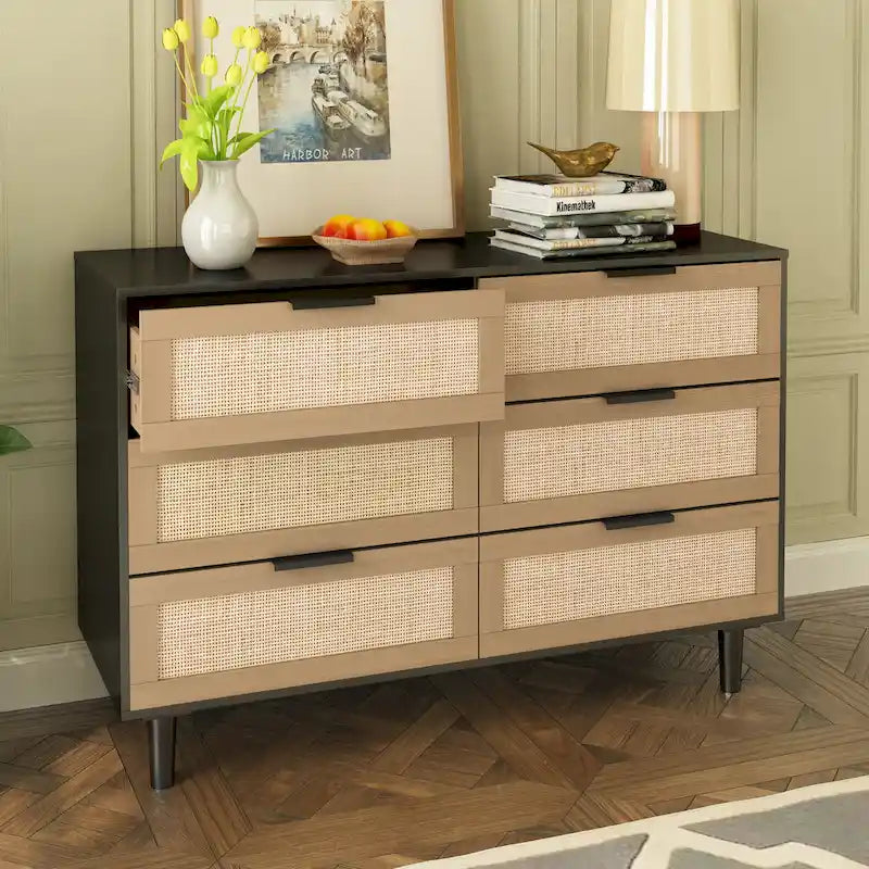 6 drawers Rattan dresser Rattan Drawer,