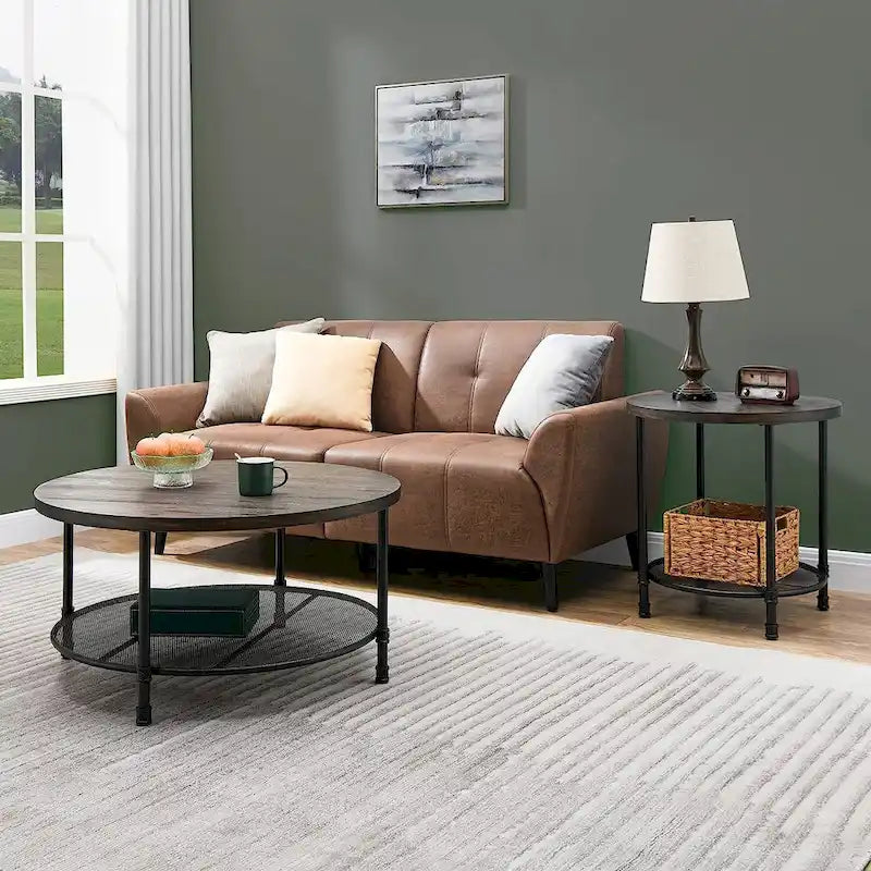 Industrial Console Table, 2-Tier Accent Table Coffe Table