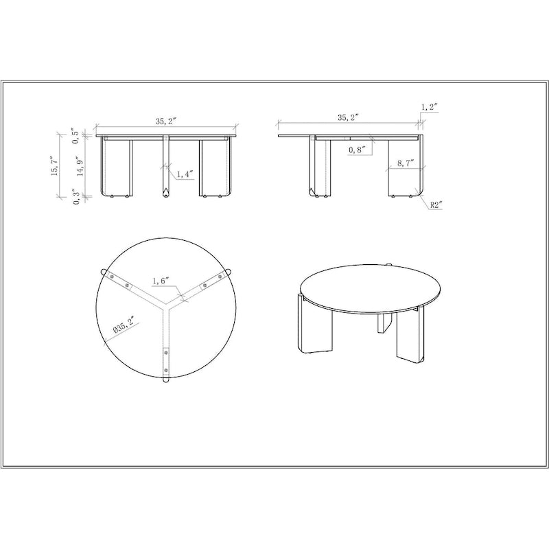 Somette Helida Sintered Stone Top Cocktail Table