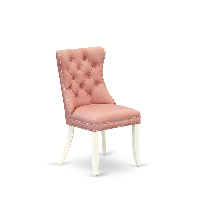 East West Furniture Dinette Set Consists of a Round Kitchen Table and Upholstered Chairs, Linen White (Pieces Options)