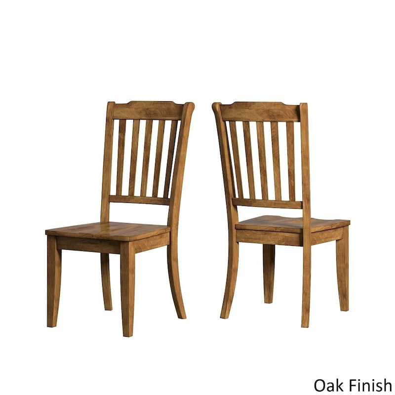Eleanor Oak Round Solid Wood Top 3-piece Slat Back Dining Set by iNSPIRE Q Classic