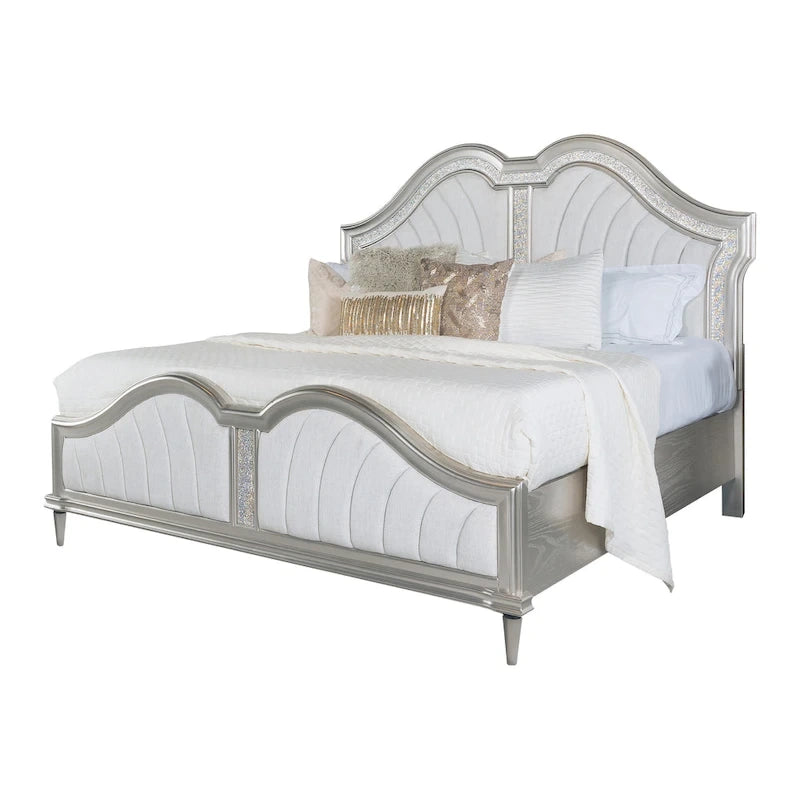 Katerina Ivory and Silver Oak 4-piece Upholstered Platform Bedroom Set
