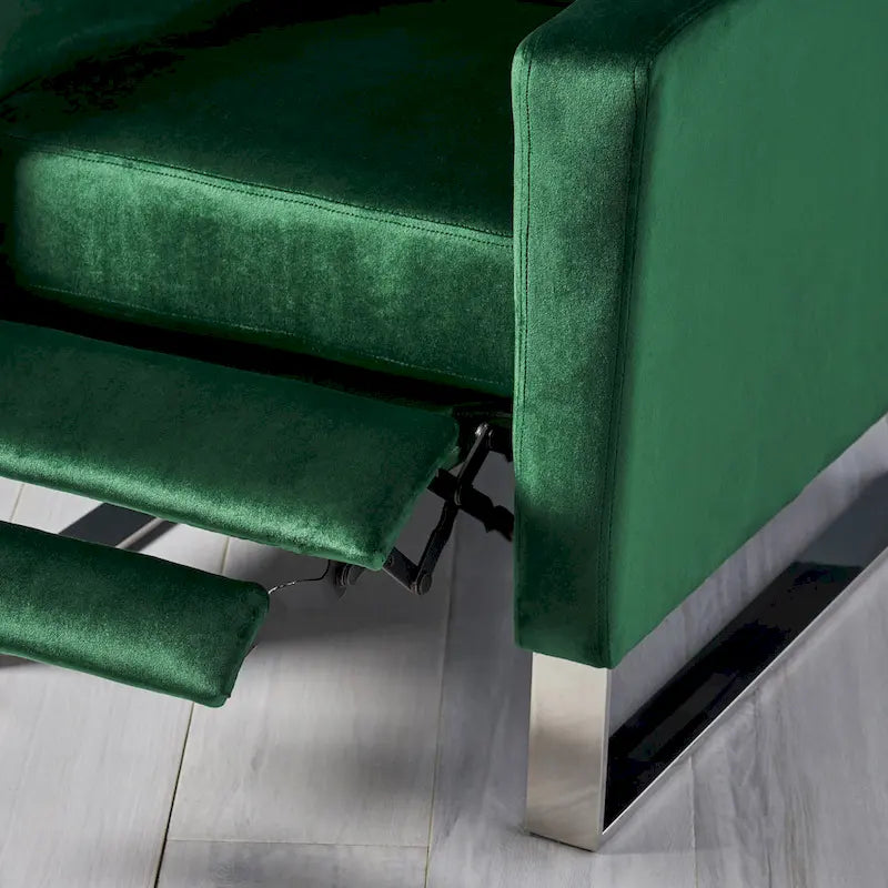 Brightwood Modern Velvet Recliner w/ Steel Legs by Christopher Knight Home