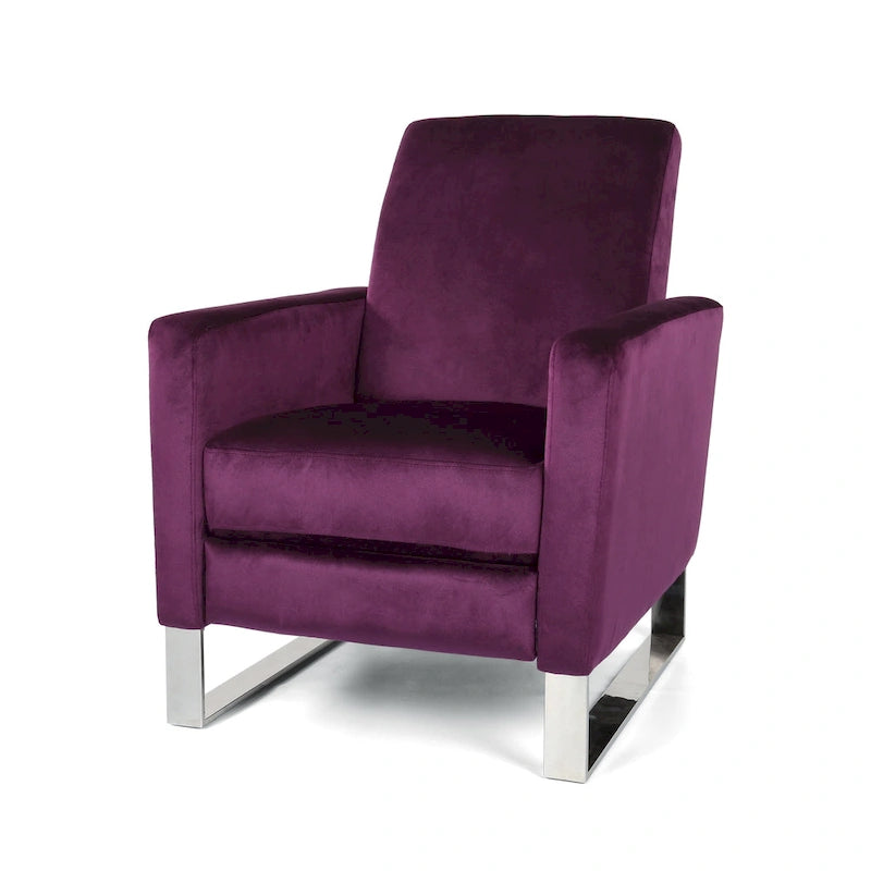Brightwood Modern Velvet Recliner w/ Steel Legs by Christopher Knight Home