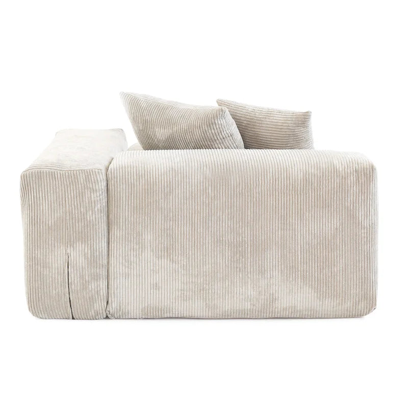 143-inch Sofa Couch - Deep Seat Sofa with 5 Pillows, 3-Seater Couch in Corduroy Fabric, Modern Sofas for Living Room