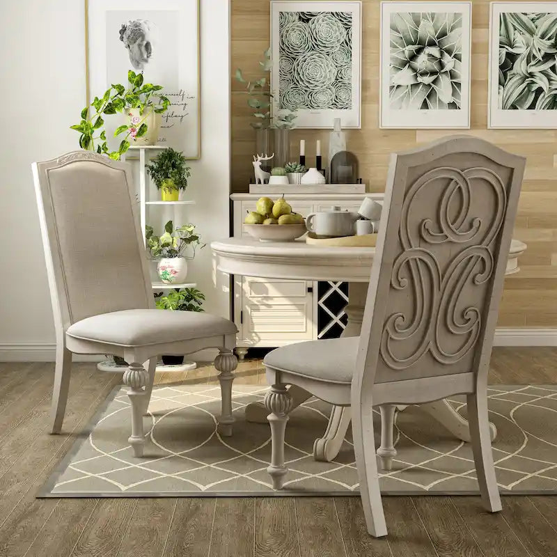 The Gray Barn Caelum Farmhouse Antique White Dining Chairs (Set of 2)