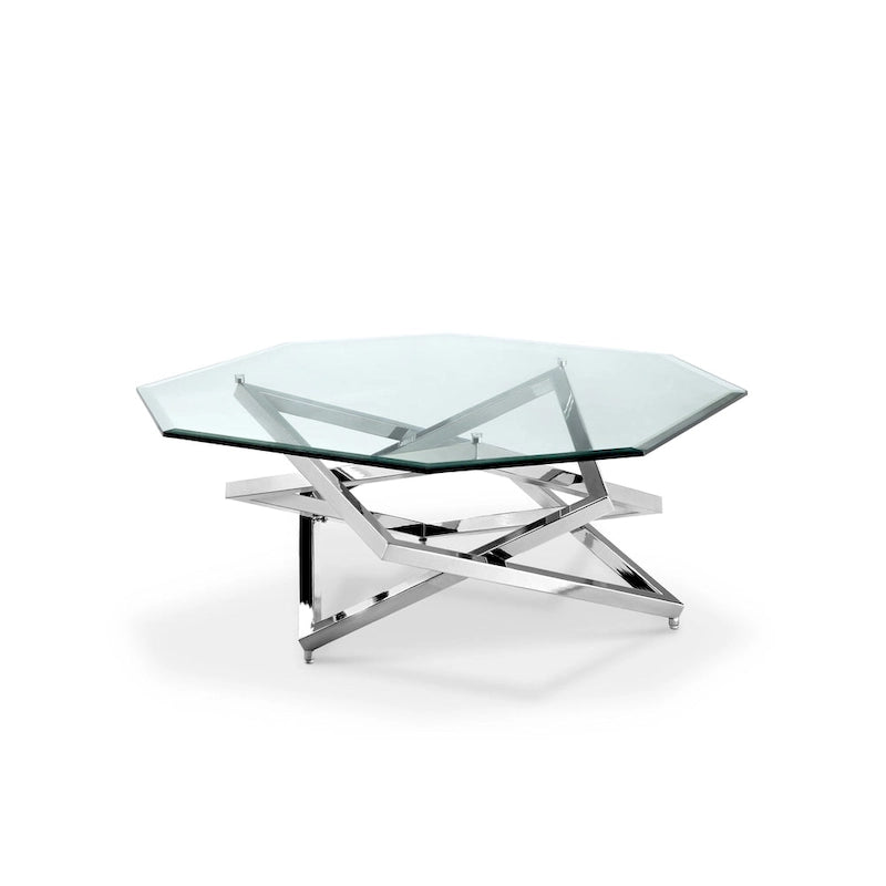 Lenox Square Modern Chrome Metal and Glass Coffee Table