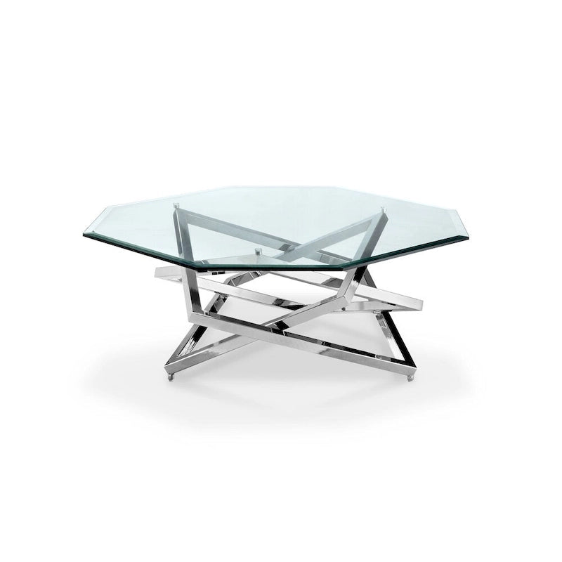 Lenox Square Modern Chrome Metal and Glass Coffee Table