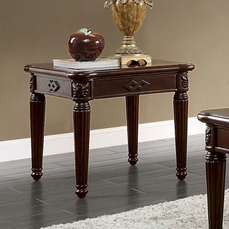 Square Wood End Table in Espresso Finish