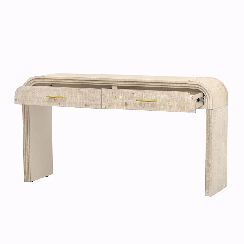Irresistible Retro Silhouette Console Table: Open Style, Two Top Drawers