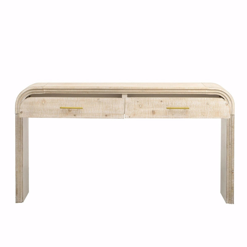 Irresistible Retro Silhouette Console Table: Open Style, Two Top Drawers