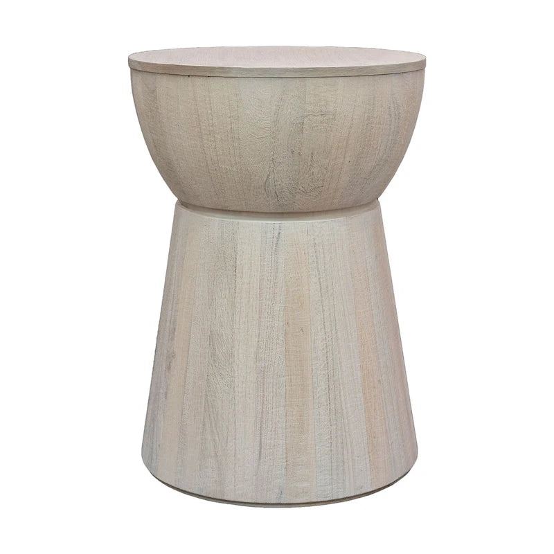 Sculpted Wood Drum Accent Table by East at Main