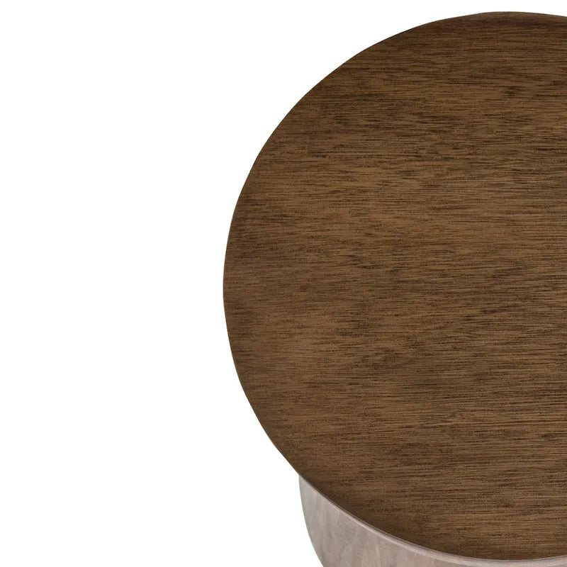 Sculpted Wood Drum Accent Table by East at Main
