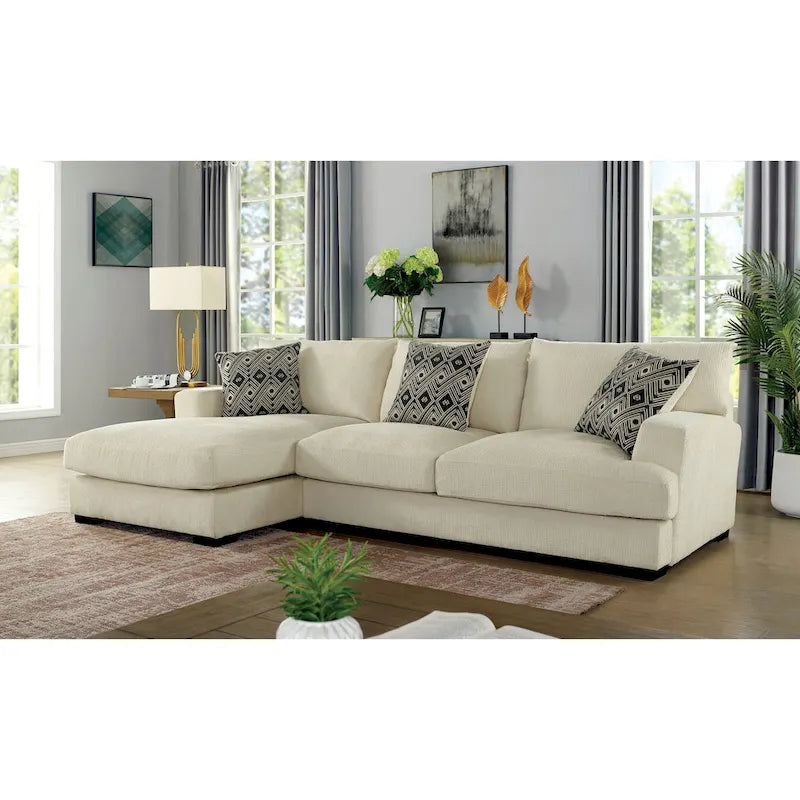 Kintra Contemporary Chenille Cushioned L-Shaped Sectional by Furniture of America