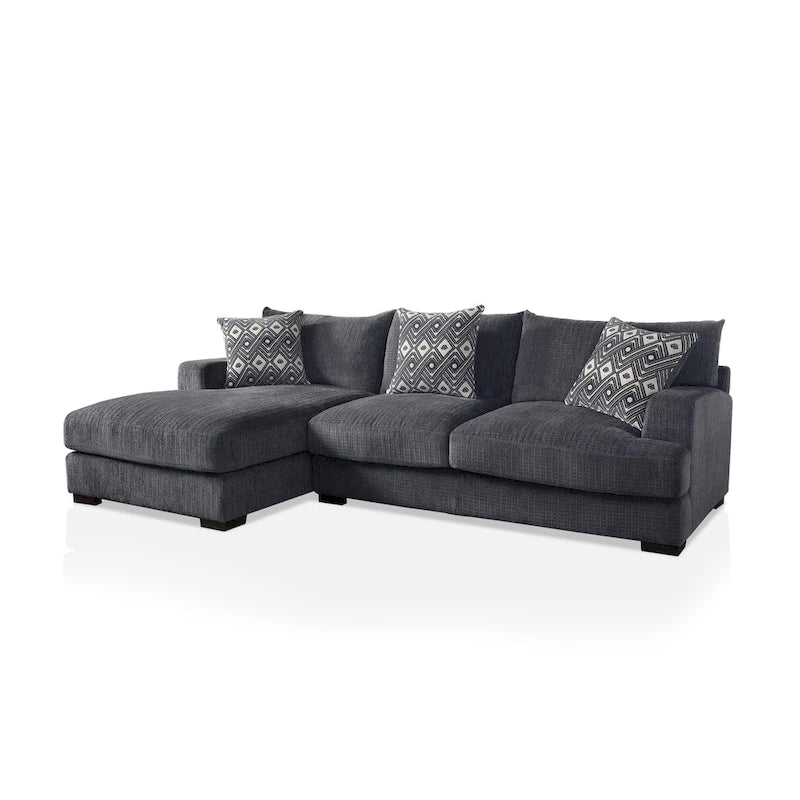 Kintra Contemporary Chenille Cushioned L-Shaped Sectional by Furniture of America