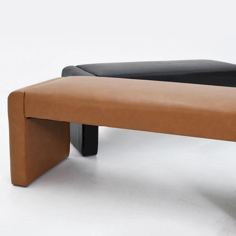 Modern Faux Leather 47 Waterfall Bench