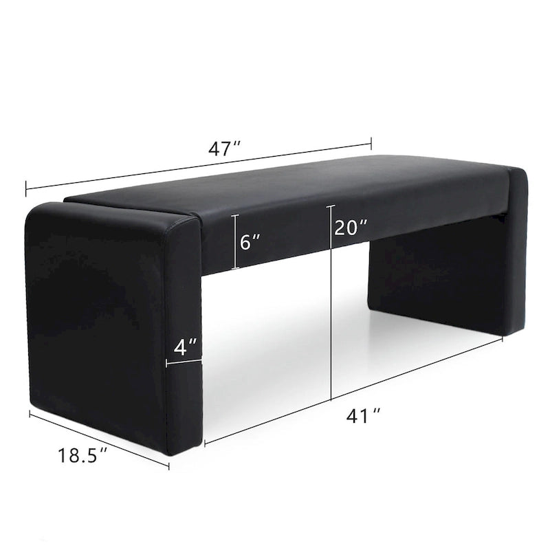 Modern Faux Leather 47 Waterfall Bench