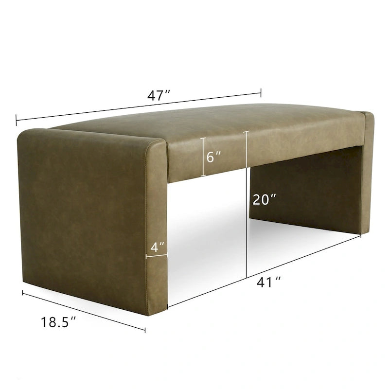 Modern Faux Leather 47 Waterfall Bench