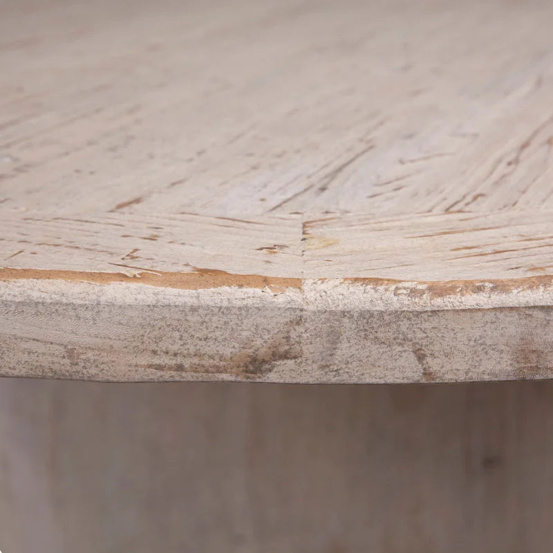 Sophia 72 Round Reclaimed Pine Modern Dining Table with Ball Pedestal Base
