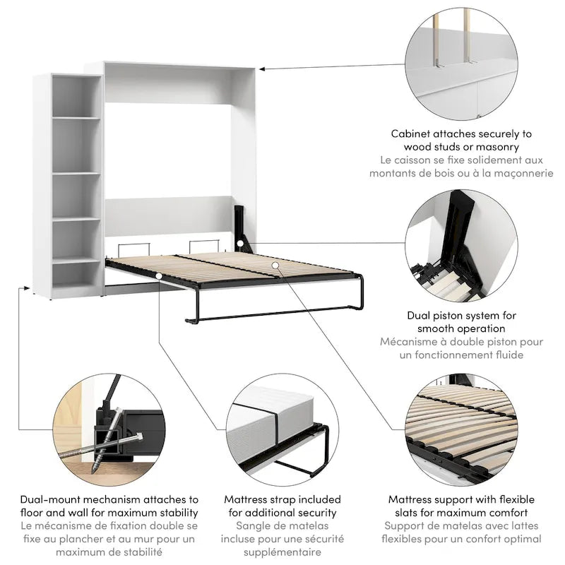 Claremont Queen Murphy Bed with Closet Organizer (85W) by Bestar