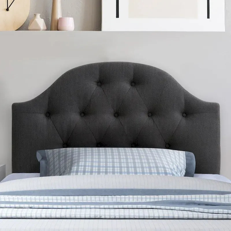 CorLiving Calera Diamond Tufted Fabric Arched Panel Headboard - Twin