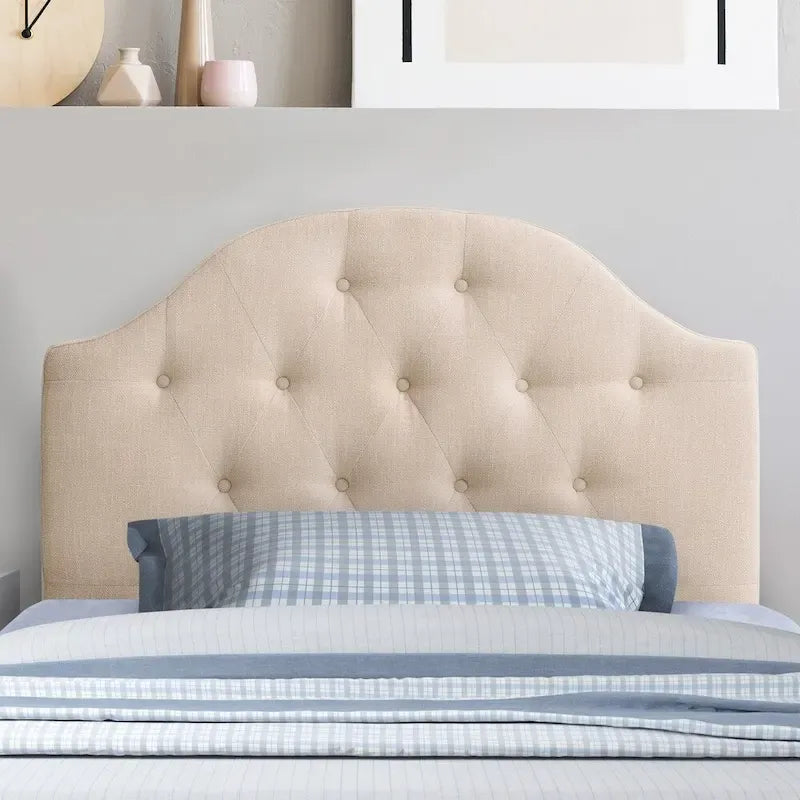 CorLiving Calera Diamond Tufted Fabric Arched Panel Headboard - Twin