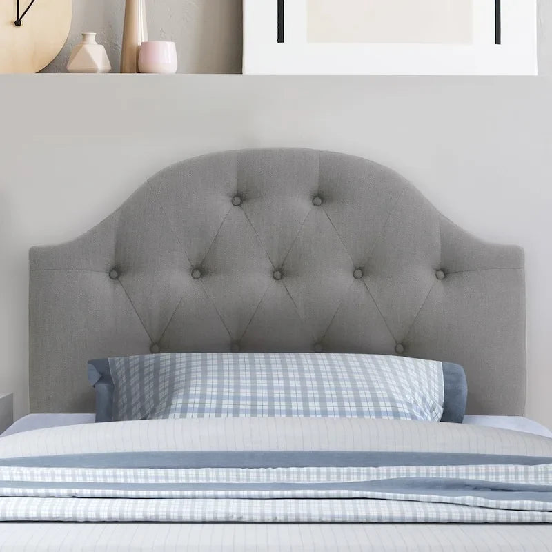 CorLiving Calera Diamond Tufted Fabric Arched Panel Headboard - Twin