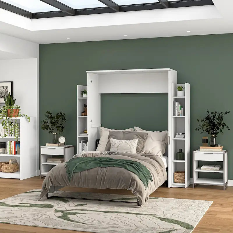 Lumina Full Murphy Bed with Shelves (81W) by Bestar