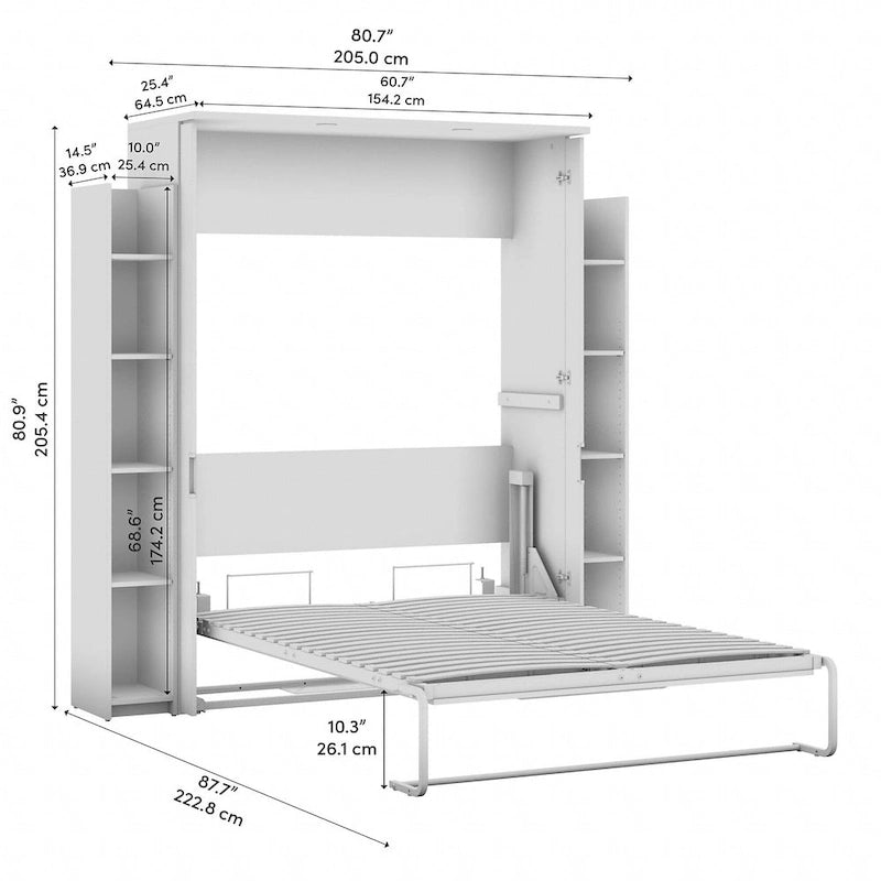 Lumina Full Murphy Bed with Shelves (81W) by Bestar