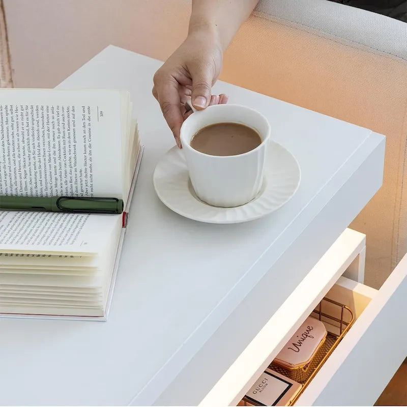 2 Drawers Nightstand with LED Lights